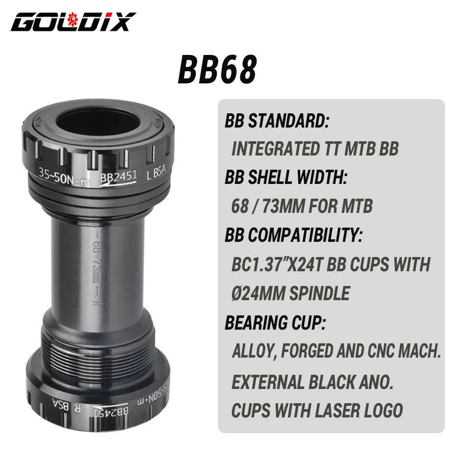 GOLDIX BB68 BB92 Bicycle Bottom Brackets Adapter 1.37/24mm Bicycle Crank MTB/Road Bike Push Bottom Brackets