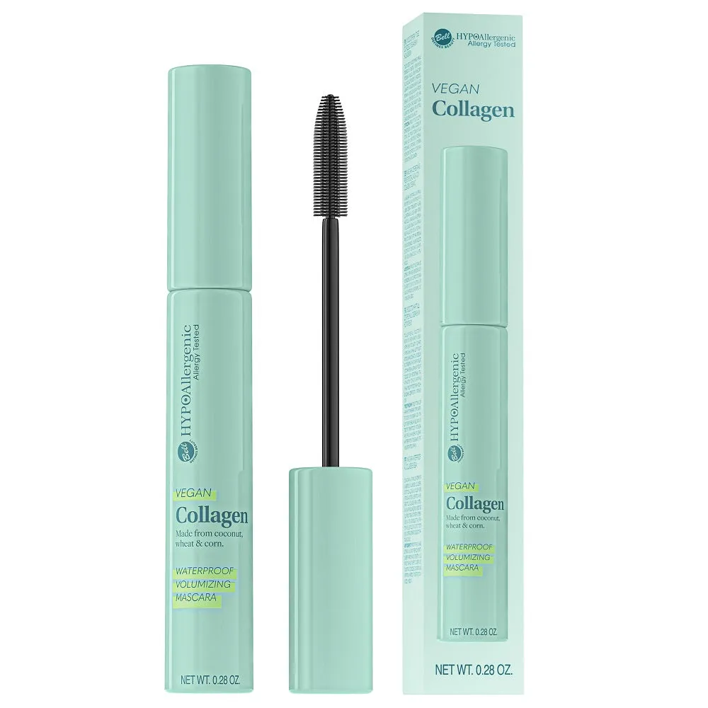 Hypoallergenic Vegan Collagen Waterproof Volumizing Mascara wodoodporny tusz do rzęs z wegańskim kolagenem Black 8g
