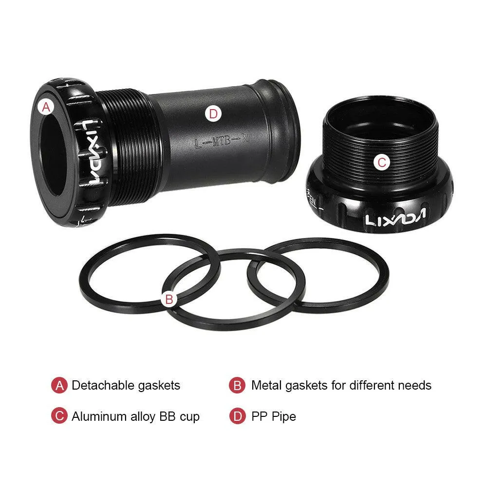 Lixada MTB Mountain Bike Bicycle Cycling  Thread Type Bottom Bracket Aluminum Alloy 68mm/73mm BB Crank Set Bearing Axis Parts