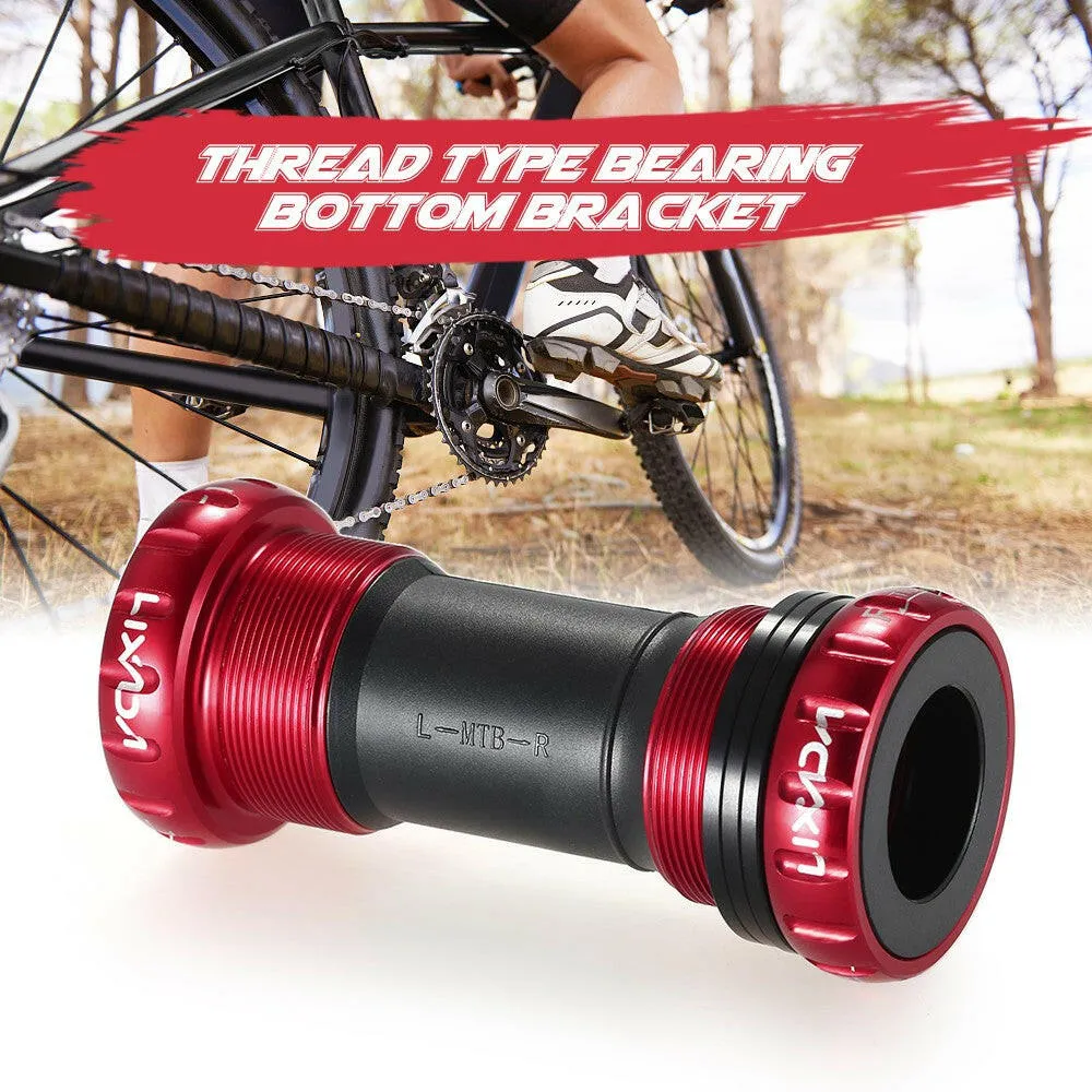 Lixada MTB Mountain Bike Bicycle Cycling  Thread Type Bottom Bracket Aluminum Alloy 68mm/73mm BB Crank Set Bearing Axis Parts