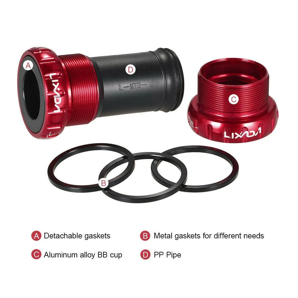 Lixada MTB Mountain Bike Bicycle Cycling  Thread Type Bottom Bracket Aluminum Alloy 68mm/73mm BB Crank Set Bearing Axis Parts