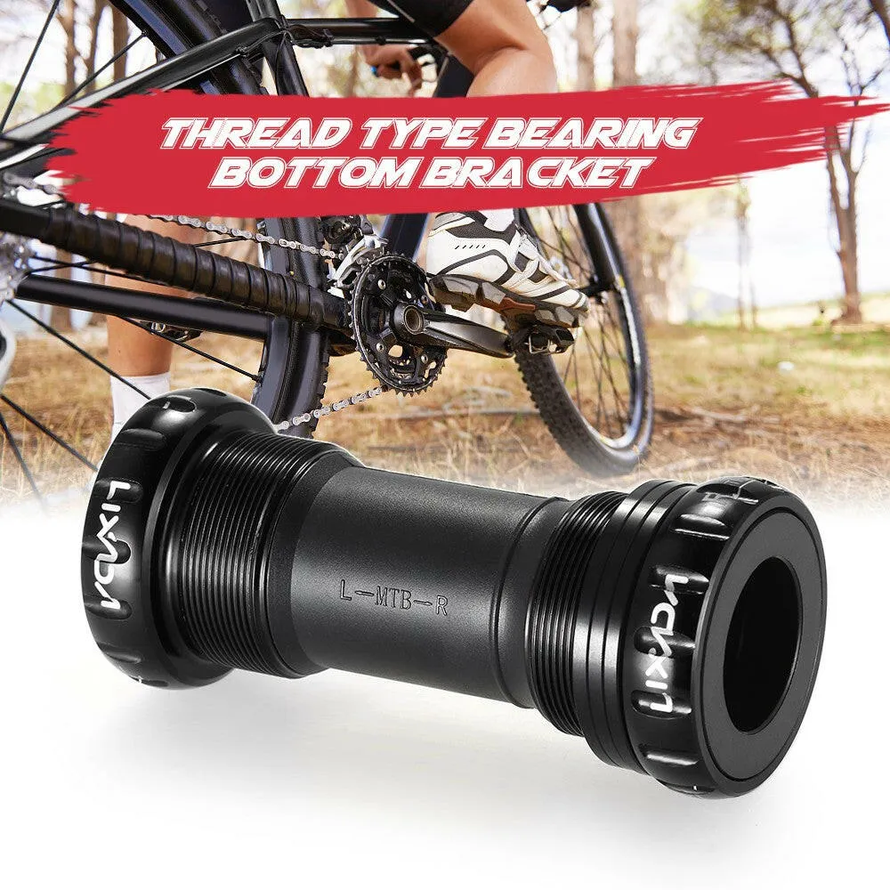 Lixada MTB Mountain Bike Bicycle Cycling  Thread Type Bottom Bracket Aluminum Alloy 68mm/73mm BB Crank Set Bearing Axis Parts