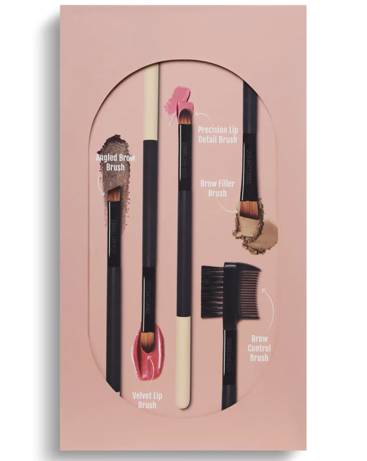 Otis Batterbee Lip and Brow Brush Set - Black/Peach